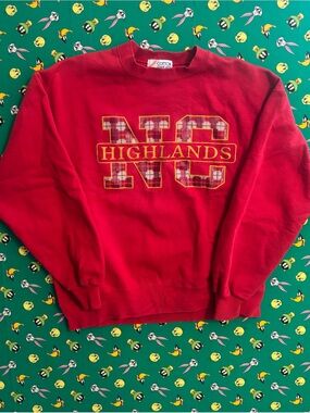 Jerzees Red Highlands NC Plaid-Accent Crewneck Sweatshirt